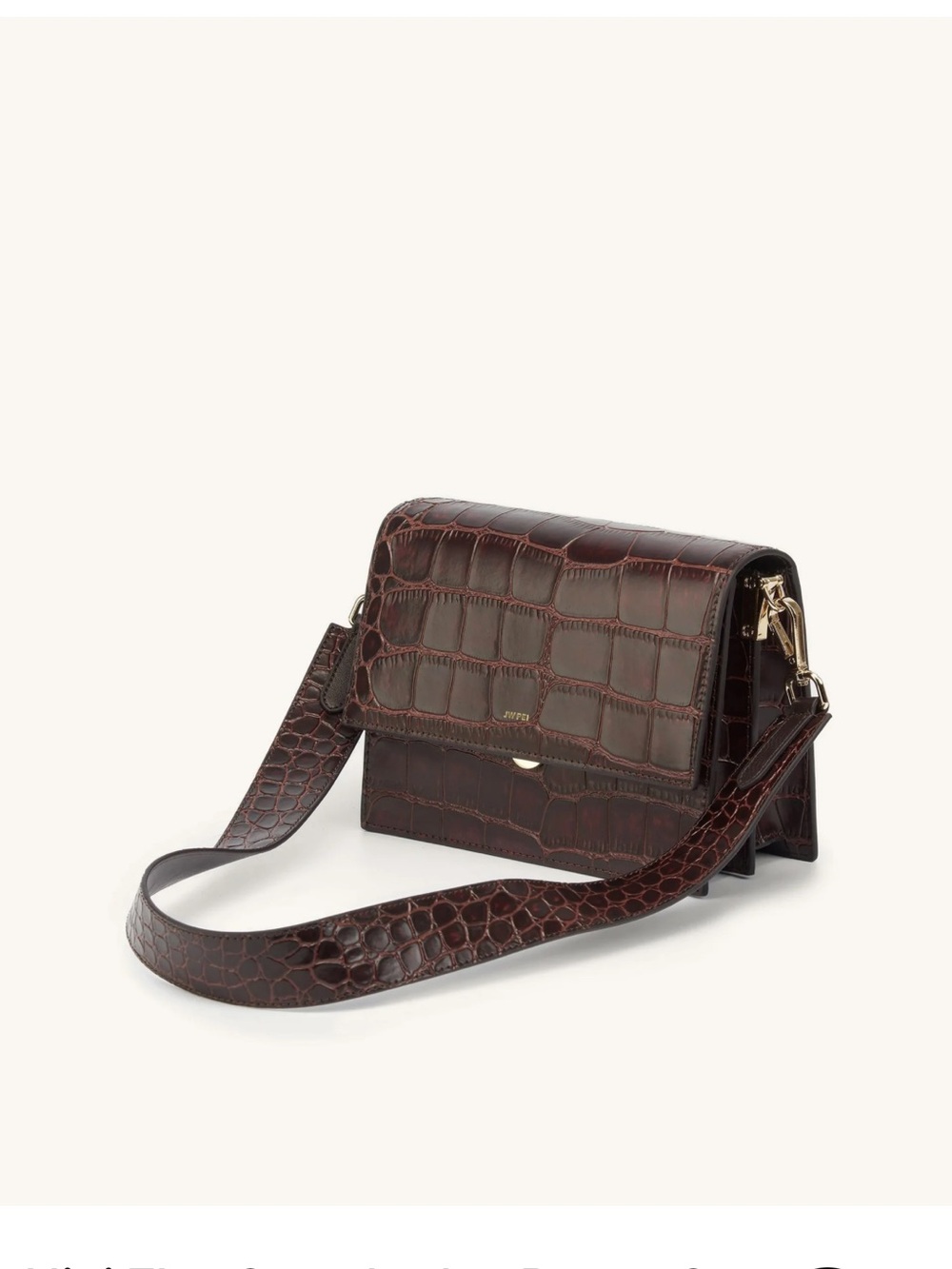 JW PEI Croc-Embossed Crossbody Bag in Dark Brown